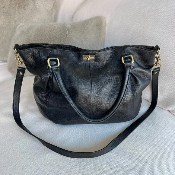 J. Crew Brompton Pebbled Leather Bag Black Shoulder Crossbody Boho - Picture 1 of 11